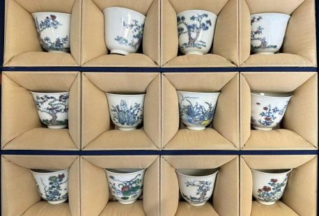 瓷器-清康熙斗彩十二花神杯