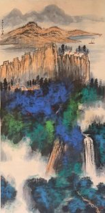 张大千·泼彩山水